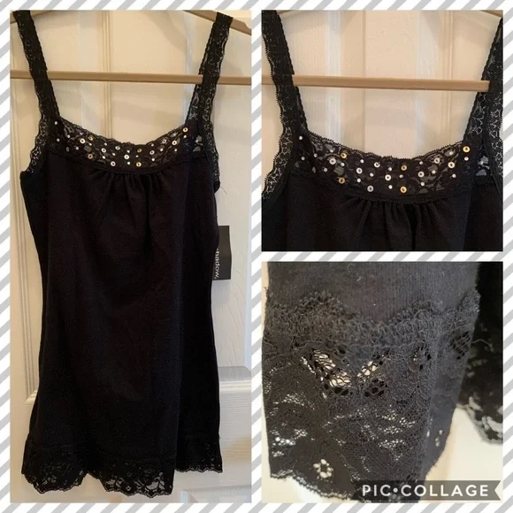 EYESHADOW Beaded sequin and lace camisole - Picture 2 of 9